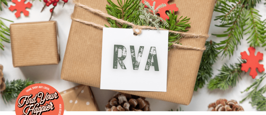 Holiday presents with a tag that says RVA